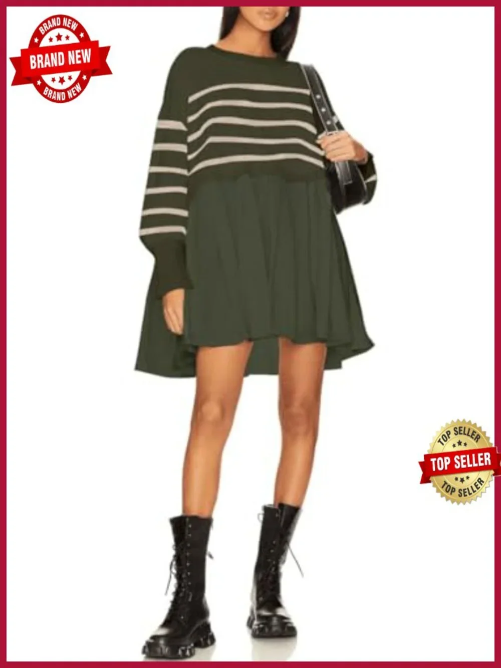 Womens Oversized Sweater Dress Mini Pleated Flowy Knit Pullover